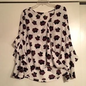 Ann Taylor Faux Wrap Flower Blouse